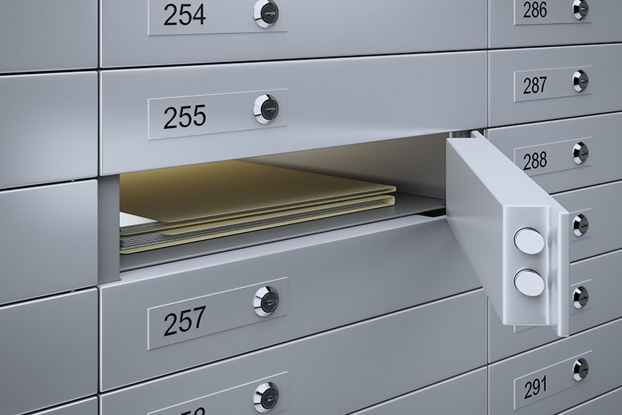 safe deposit boxes with one unlocked