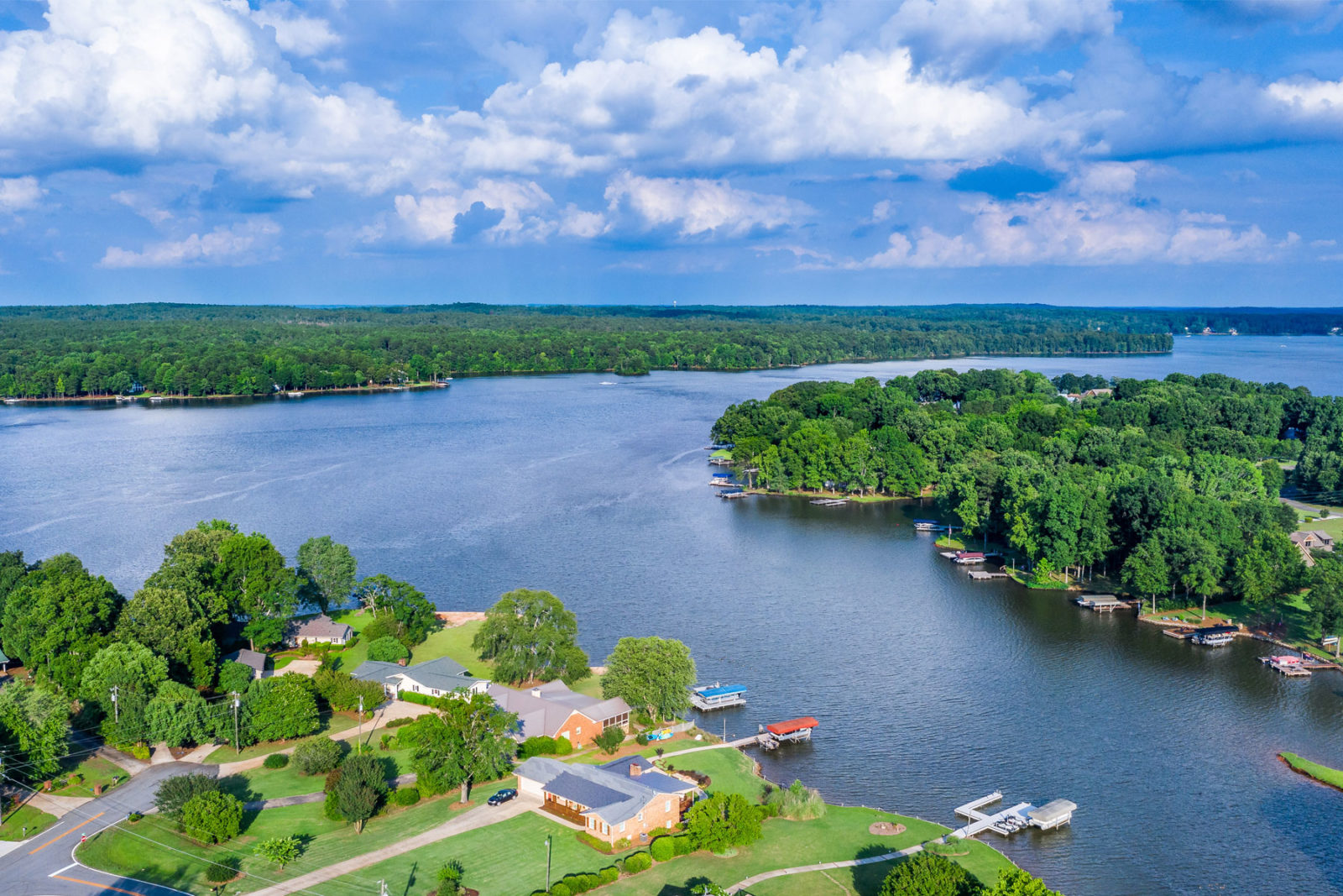 Aerial view of Lake Oconee in Greensboro, GA
