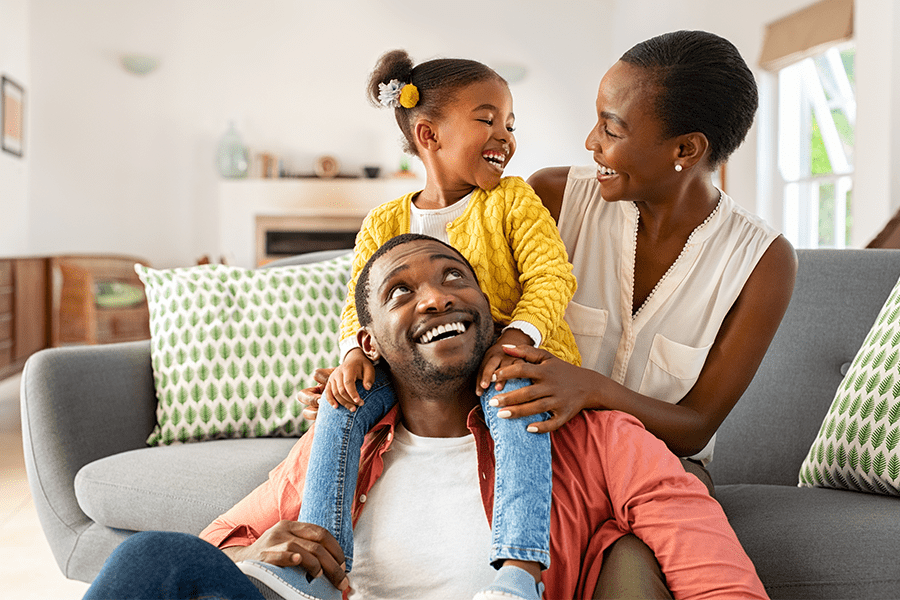 happy family playing at home