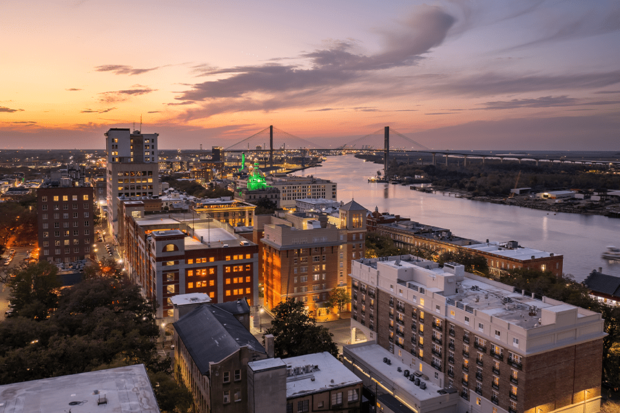 aerial view of savannah, ga