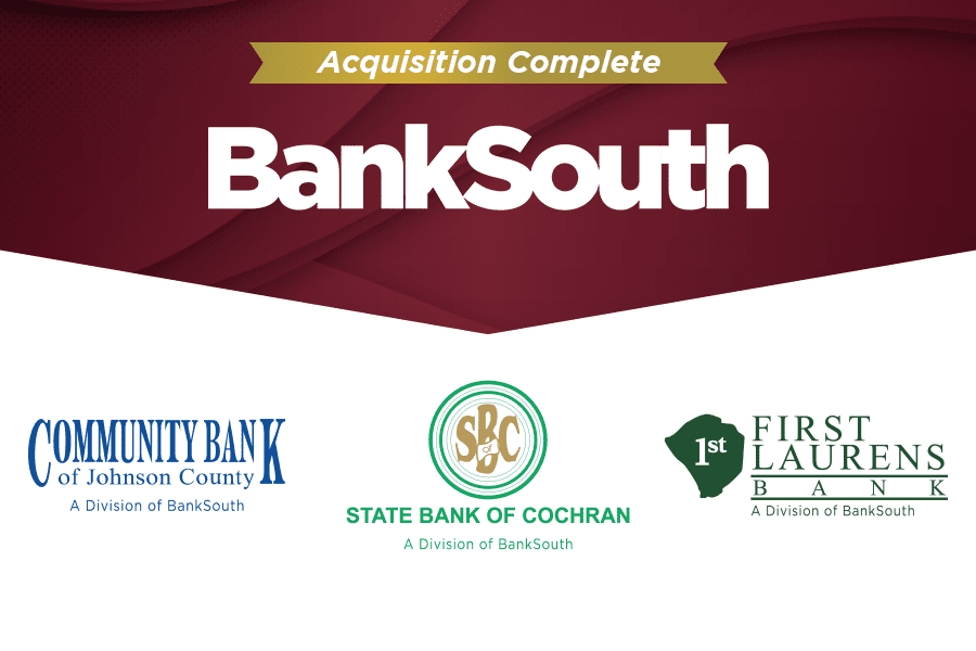 banksouth completes acquisition of state bank of cochran