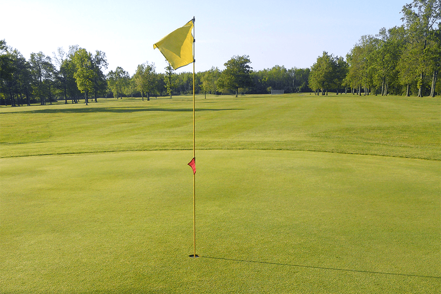 yellow flag on golf course