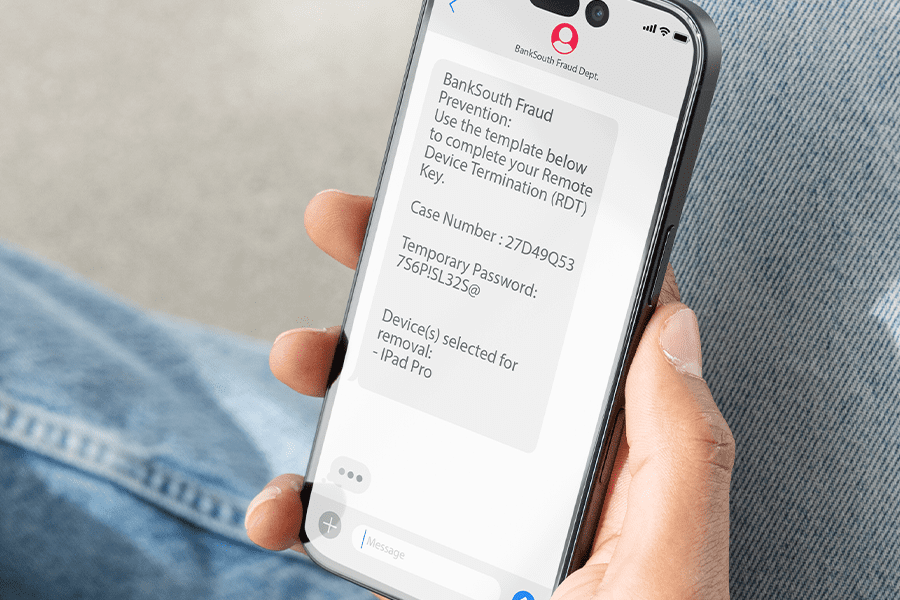 fake banksouth text message