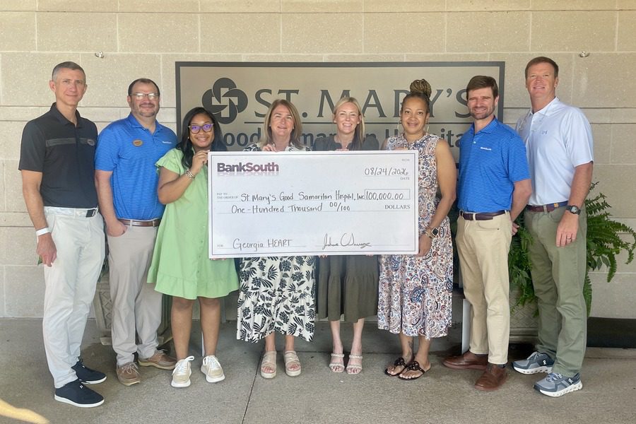 St. Mary’s Photo- (Left to Right) Joshua Savage, Bryce McCuin, Bria Brown, Beth Thomas, Sarah Peacock, April Clemons-White, Chan Layson, Jim Strickland